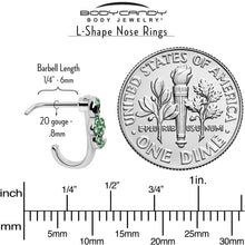 Load image into Gallery viewer, 20G 7mm Green Gem Snake Sweetie Faux Hoop L Shape Nose Ring
