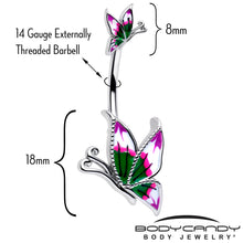 将图片加载到图库查看器，Profile Butterflies Double Mount Belly Ring
