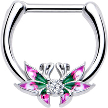 Load image into Gallery viewer, 16G 5/16 Clear CZ Gem Profile Butterflies Cartilage Clicker
