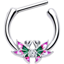 Load image into Gallery viewer, 16G 5/16 Clear CZ Gem Profile Butterflies Cartilage Clicker
