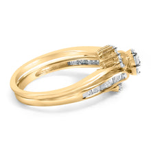 Load image into Gallery viewer, 14K Yellow Gold Plated Sterling Silver 1/2 Cttw Diamond Cluster Spiral Bridal Set
