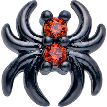 将图片加载到图库查看器，20G 7mm Red CZ Gem Black Sleek Spider L Shape Nose Ring
