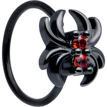 Load image into Gallery viewer, 20G 5/16 Red CZ Gem Black Sleek Spider Nose Hoop
