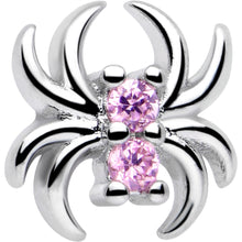 Load image into Gallery viewer, 20G 7mm Pink CZ Gem Sleek Spider L Shape Nose Ring
