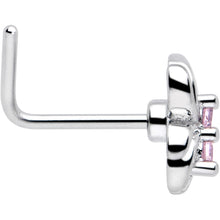 Load image into Gallery viewer, 20G 7mm Pink CZ Gem Sleek Spider L Shape Nose Ring
