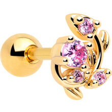 Load image into Gallery viewer, 16G 1/4 Pink Gem Gold Tone Twining Vine Cartilage Tragus Earring
