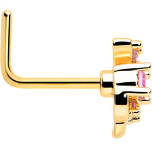 Load image into Gallery viewer, 20G 7mm Pink Gem Gold Tone Twining Vine L Shape Nose Ring
