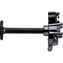 Load image into Gallery viewer, 16G 5/16 Purple Clear Gem Black Twining Vine Labret Monroe Tragus
