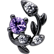 Load image into Gallery viewer, 20G 7mm Purple Clear Gem Black Twining Vine L Shape Nose Ring
