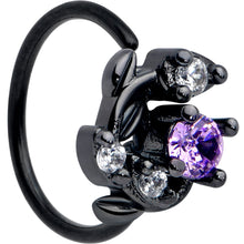将图片加载到图库查看器，20G 5/16 Purple Gem Black Twining Vine Nose Hoop
