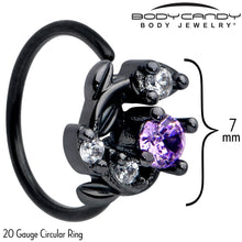 将图片加载到图库查看器，20G 5/16 Purple Gem Black Twining Vine Nose Hoop
