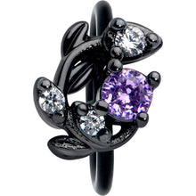将图片加载到图库查看器，20G 5/16 Purple Gem Black Twining Vine Nose Hoop

