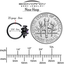 将图片加载到图库查看器，20G 5/16 Purple Gem Black Twining Vine Nose Hoop
