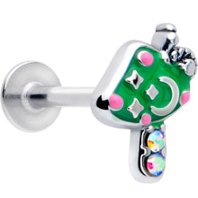 Load image into Gallery viewer, 16G 5/16 Aurora Gem Fanciful Green Mushroom Labret Monroe Tragus
