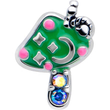 Load image into Gallery viewer, 20G 7mm Aurora Gem Fanciful Green Mushroom L Shape Nose Ring

