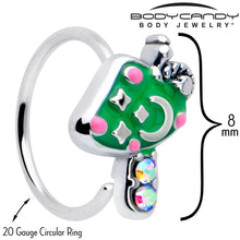 Load image into Gallery viewer, 20G 5/16 Aurora Gem Fanciful Green Mushroom Nose Hoop
