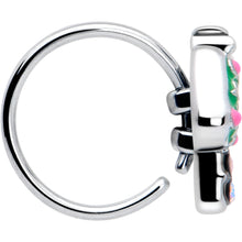 Load image into Gallery viewer, 20G 5/16 Aurora Gem Fanciful Green Mushroom Nose Hoop
