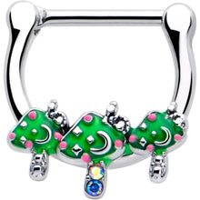 Load image into Gallery viewer, 16G 5/16 Aurora Gem Fanciful Green Mushroom Trio Cartilage Clicker
