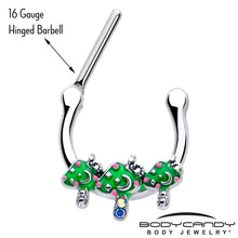 Load image into Gallery viewer, 16G 5/16 Aurora Gem Fanciful Green Mushroom Trio Cartilage Clicker
