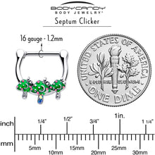 Load image into Gallery viewer, 16G 5/16 Aurora Gem Fanciful Green Mushroom Trio Cartilage Clicker
