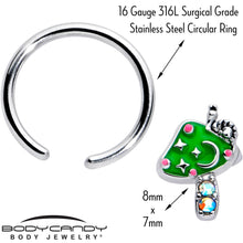 Load image into Gallery viewer, 16G 3/8 Aurora Gem Fanciful Green Mushroom BCR Captive Ring
