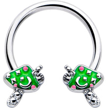 Load image into Gallery viewer, 16G 3/8 Fanciful Green Mushrooms Horseshoe Circular Barbell
