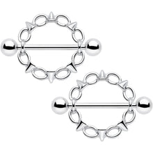 Load image into Gallery viewer, 14G 9/16 Links And Spikes Nipple Shield Set
