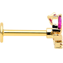 Load image into Gallery viewer, 16G 5/16 Red CZ Gem Gold Tone Swirl Fan Labret Monroe Tragus
