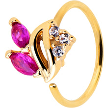 Load image into Gallery viewer, 20G 5/16 Red CZ Gem Gold Tone Swirl Fan Nose Hoop
