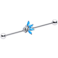 Load image into Gallery viewer, 14G Blue CZ Gem Swirl Fan Industrial Barbell 38mm
