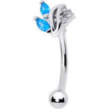 Load image into Gallery viewer, 16G 5/16 Blue CZ Gem Swirl Fan Curved Eyebrow Ring

