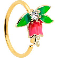 Load image into Gallery viewer, 20G 5/16 Clear CZ Gem Gold Tone Bell Flower Nose Hoop
