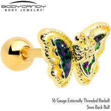 Load image into Gallery viewer, 16G 1/4 Vitrail Gem Gold Tone Classic Butterfly Cartilage Earring
