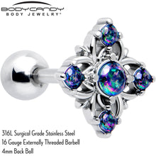 Load image into Gallery viewer, 16G 1/4 Vitrail CZ Gem Beauty Cross Cartilage Tragus Earring
