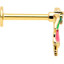 Load image into Gallery viewer, 16G 5/16 Clear CZ Gem Gold Tone Bell Flower Labret Monroe Tragus

