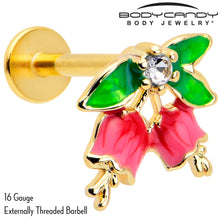 Load image into Gallery viewer, 16G 5/16 Clear CZ Gem Gold Tone Bell Flower Labret Monroe Tragus
