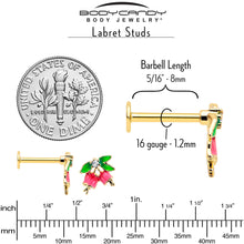 Load image into Gallery viewer, 16G 5/16 Clear CZ Gem Gold Tone Bell Flower Labret Monroe Tragus
