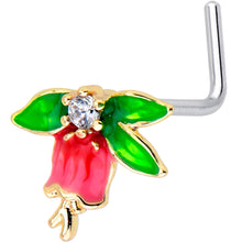 Load image into Gallery viewer, 20G 7mm Clear CZ Gem Bell Flower L Shape Nose Ring
