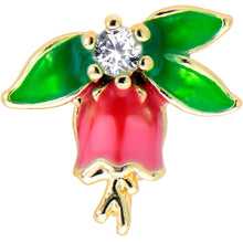 Load image into Gallery viewer, 20G 7mm Clear CZ Gem Bell Flower L Shape Nose Ring
