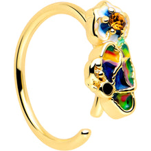 Load image into Gallery viewer, 20G 5/16 Yellow Gem Gold Tone Butterfly Colors Nose Hoop
