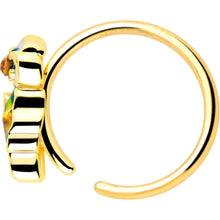 Load image into Gallery viewer, 20G 5/16 Yellow Gem Gold Tone Butterfly Colors Nose Hoop
