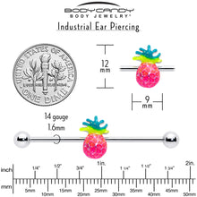 Load image into Gallery viewer, 14G Hot Tropical Pineapple Industrial Barbell 38mm
