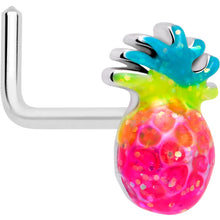 将图片加载到图库查看器，20G 7mm Hot Tropical Pineapple L Shape Nose Ring
