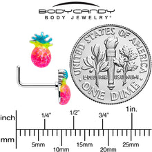 将图片加载到图库查看器，20G 7mm Hot Tropical Pineapple L Shape Nose Ring
