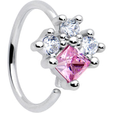 Load image into Gallery viewer, 20G 5/16 Clear Pink CZ Gem Rhombus Riot Nose Hoop
