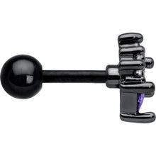 将图片加载到图库查看器，16G 1/4 Purple CZ Gem Black Rhombus Riot Cartilage Tragus Earring
