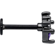 Load image into Gallery viewer, 16G 5/16 Purple CZ Gem Black Rhombus Riot Labret Monroe Tragus
