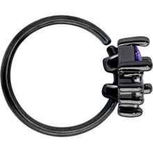Load image into Gallery viewer, 20G 5/16 Purple CZ Gem Black Rhombus Riot Nose Hoop
