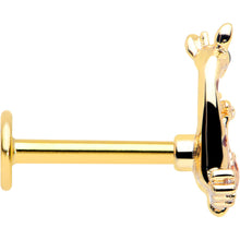 Load image into Gallery viewer, 16G 5/16 Clear CZ Gem Gold Tone Mom Baby Giraffe Flatback Stud
