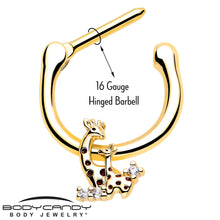 将图片加载到图库查看器，16G 5/16 Clear CZ Gem Gold Tone Mom Baby Giraffe Cartilage Clicker
